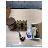 Vintage 6-Pipe Decatur Walnut Display Tobacco