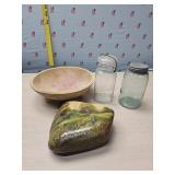 Old jars, painted rock misc