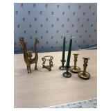 Brass Giraffe candle Holder and others