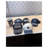 5 Dallas Cowboy caps and cup