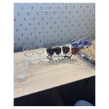 Glass stem ware, glasses Christmas bowl and vase