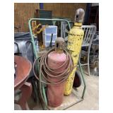 Cutting torch bottles and Cart no title