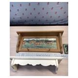 2 wall mount shelves and sign