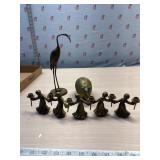 Brass Egret, Armadillo and dancing ladies small