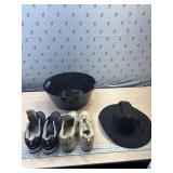 2 pair Omega shoes size 11D, cowboy hat 7 1/8 and