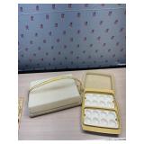 VTG Harvest Gold Tupperware Cake Taker and Egg