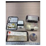 Fishing Flies, worm Can, 2 small Plano lure