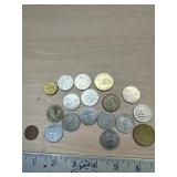 1940 wheat  penny, foreign coins and token