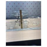 Glass center piece bowl on stand, glass bowl,