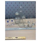 Glass decanter, glasses, juice jar and more