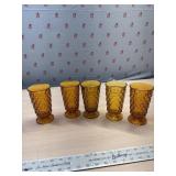 Indiana Amber Glass 6" Colony Whitehall Cubist