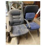 2 office chairs 2 stacking chairs and typewriter