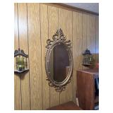 Mirror and wall sconces