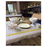 Two Soup Toureen no lid, milk glass and more