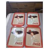 (4) matching Coca Cola Trays