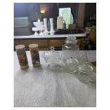 Candles, glass candy dish m, sugar bowls, Seasons