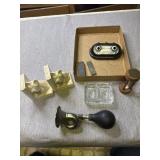 Made in Japan small Book Ends, glass inkwell,