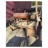 Vintage 2 wood bench, and childï¿½s  chair