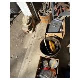 2 boxes and bucket with screw, tools electrical