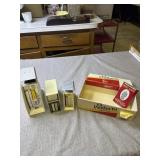 2 food scales, postal scale cigar box and Prince