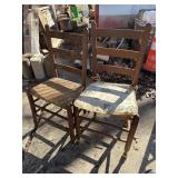 1 wood bottom and 1 woven bottom chairs