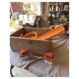Wood box with race track for cars