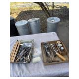 Paint tray, oil wrench and other hand tools