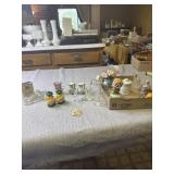 Vintage spice tin, Glass fire truck candy holder