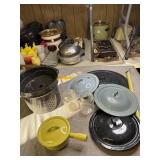 Granite ware pieces and Cast Enamel-sauce pot by