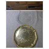 24 k Gold platted tray and glass tray both 12ï¿½