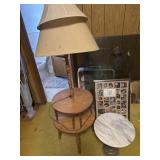 Table lamps and marble plant stand is chipped