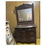 Vintage dresser with mirror on wheels
