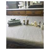 Vintage Celluloid Jewelry Dresser Vanity Box Jade