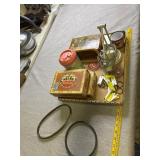 Cigar boxes, metal embroidery hoops and more