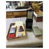 Empty jewelry boxes, leather coin  purse . And