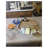 Pear lidde jar, art Deco ashtray , 4 stemmed