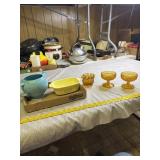 Vintage Amber Tiara glass candle holders, fiesta