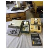 Sharp, Monroe and Senator adding machines and