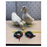 2 large Ceramic Ducks with Christmas decorations