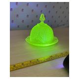 Uranium Glass Butter Dish