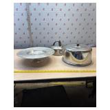 14ï¿½ aluminum predistal  lazy Susan, glass and