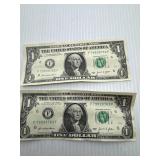 2 sequential 2021 $1.00 Bills