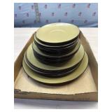 Mikasa green and bronze dishes