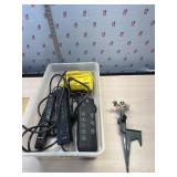 3 power bars, sprinkler and jiffy battery charger