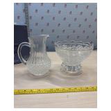 Crystal Pitcher and footed bowl