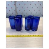Set of 6 hand blown cobalt blue glasses