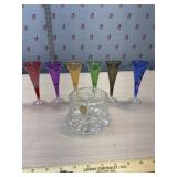 24 % Lead Crystal vase and set of 6 Mikasa Cheers
