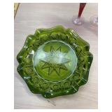 L.E Smith Glass Moon & Star Green Glass Star