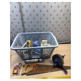 Laundry Basket of water filter parts, sewer snake