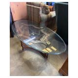 Glass top Oval coffee table 55x28x17